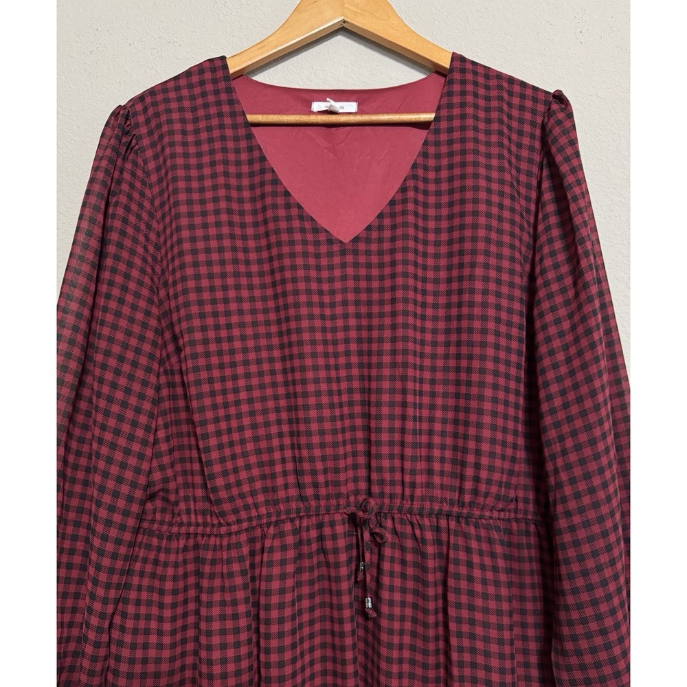 Maurice's Women's Plaid‎ Tiered Dress Red & Black 1X Whimsy Preppy Cottagecore - Picture 2 of 10